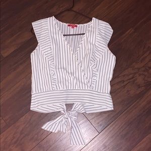 Guess stripe crop top tie back Size M